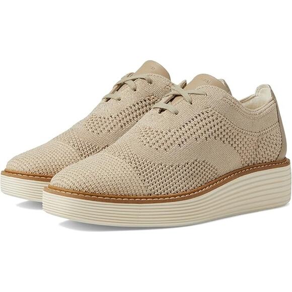 NWT Cole Haan Women's Originalgrand Stitchlite Oxfords, Rye Knit/Ivory-Size 7.5